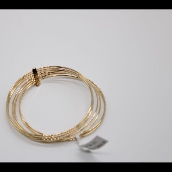 14K Gold Slip-on Set of 7 Textured Bangles - Picture 5 of 12
